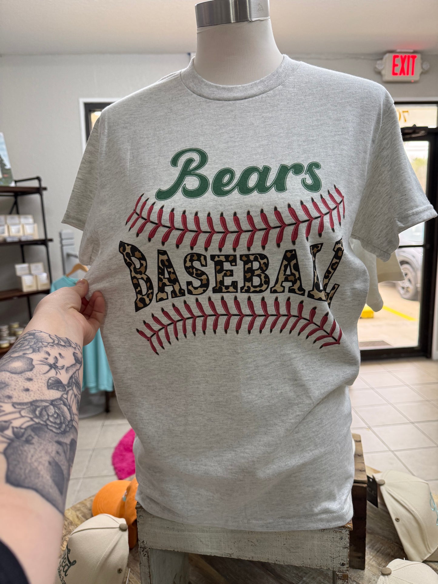 Bears Leopard Baseball- Ash Gildan