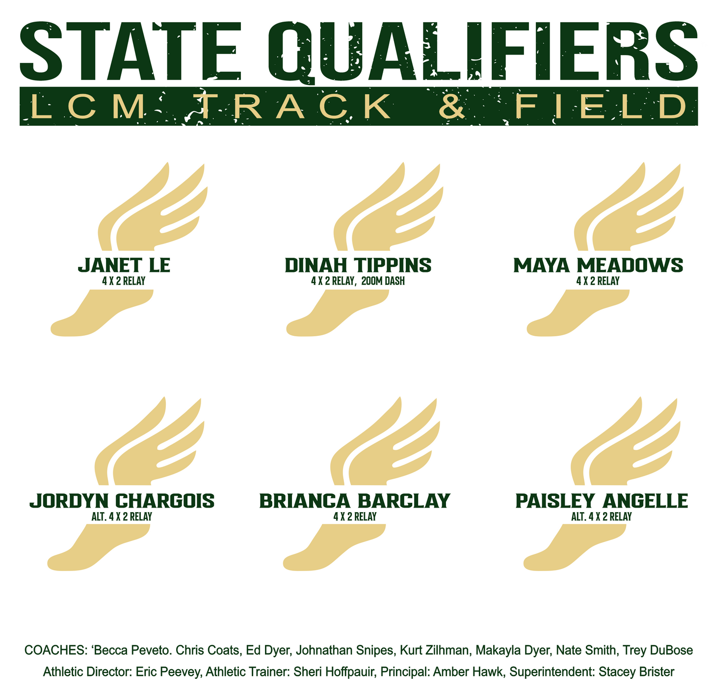 LCM BEARS STATE TRACK QUALIFIERS 2026 WHTIE DRIFIT