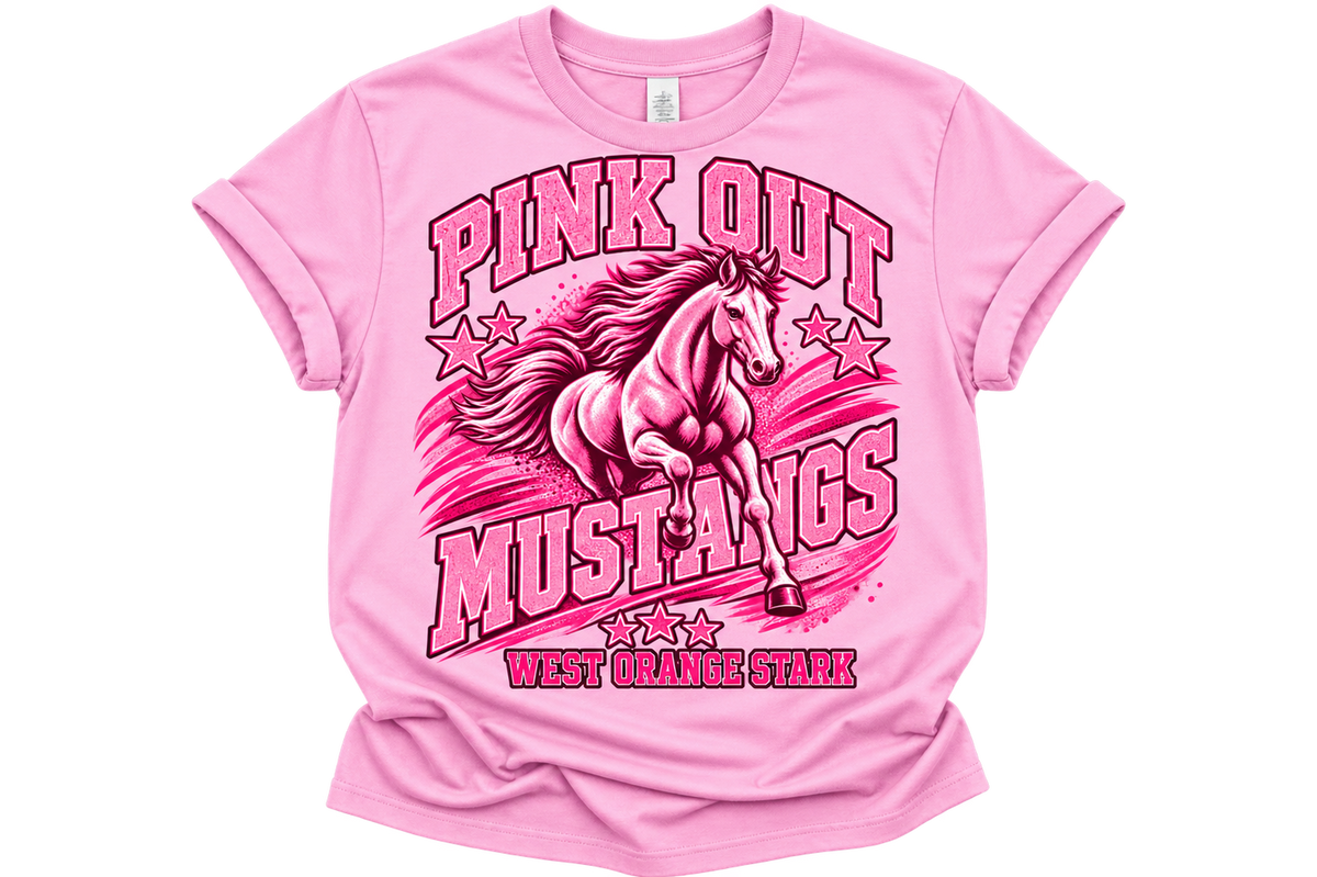 Pink Out Mustangs Tee- Boys
