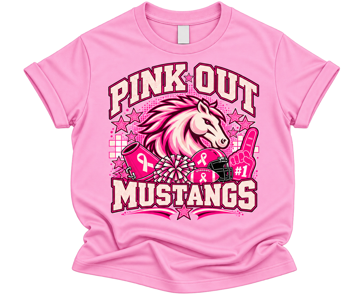 Pink Out Mustangs Tee- Girls