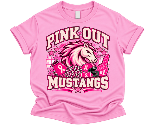 Pink Out Mustangs Tee- Girls