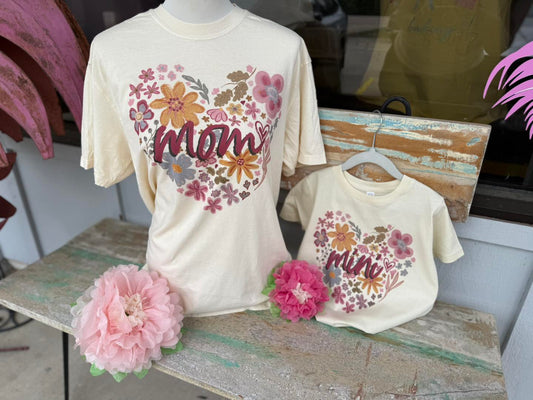 mom and mini Floral Heart