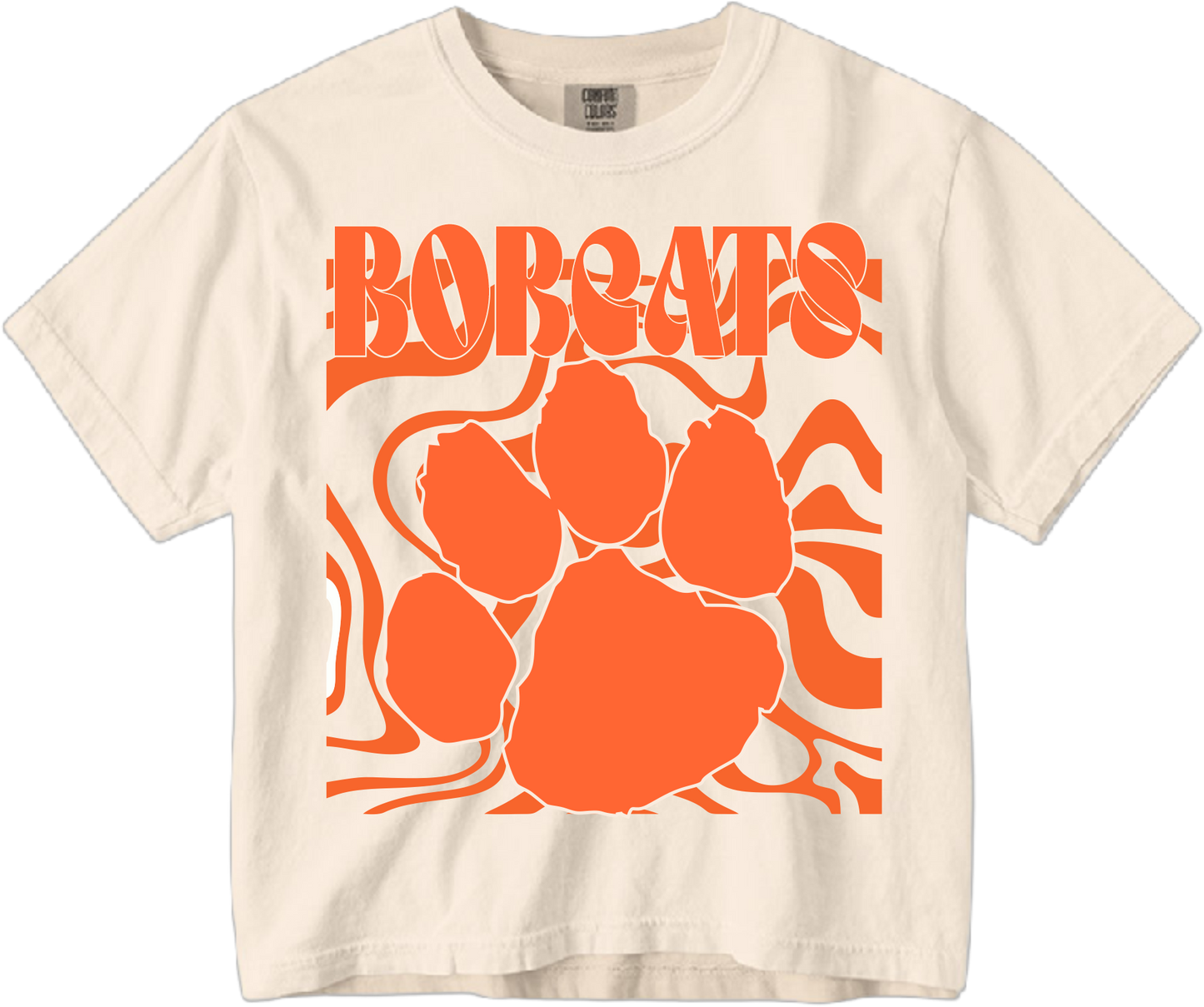School Mascot Groovy Lines Tee- Natural or Ivory