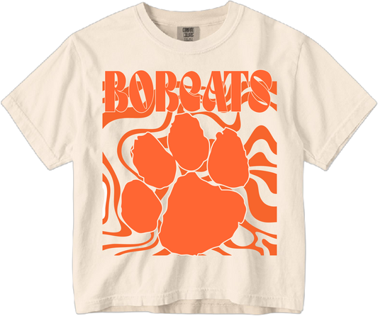 School Mascot Groovy Lines Tee- Natural or Ivory