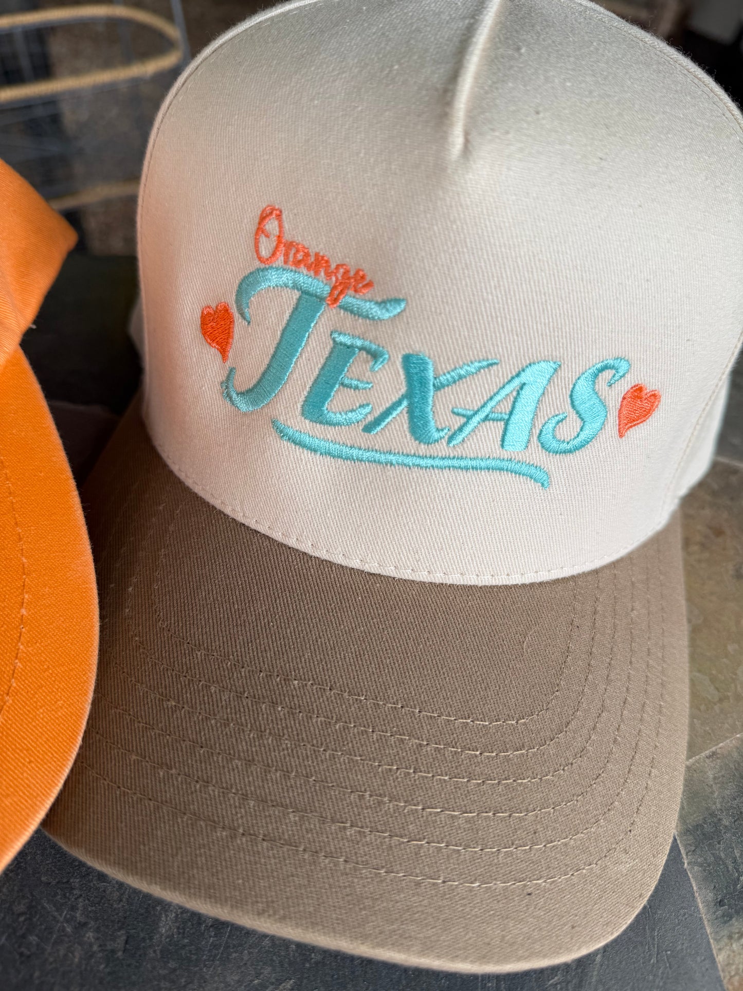 Heart is in Orange TX Embroidered Hat