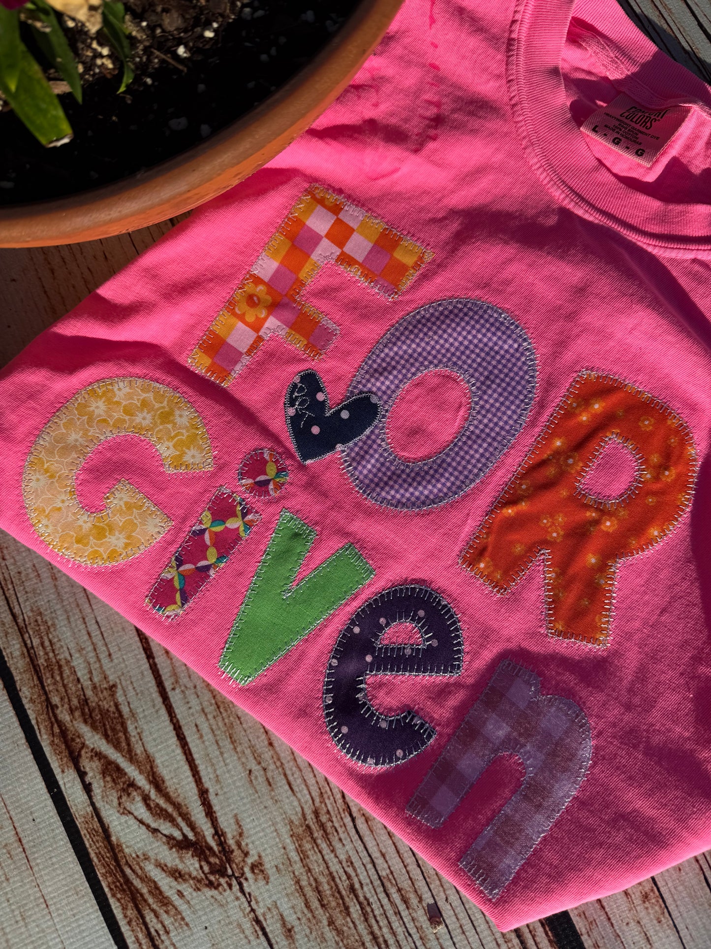 Forgiven- Applique Stitch on CC Tee