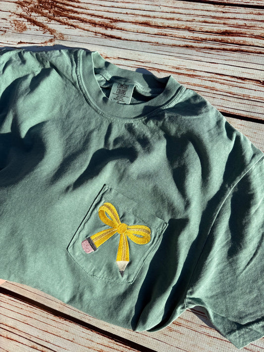 Pencil Bow on Pocket Embroidery