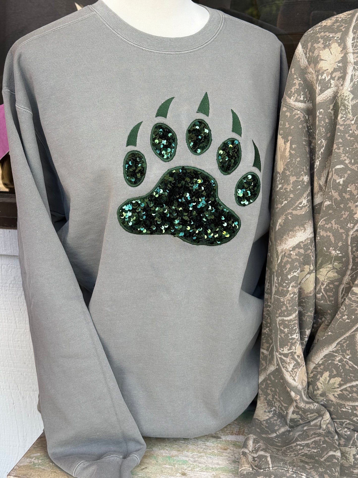 Bears Embroidered Paw Print- Sweatshirt