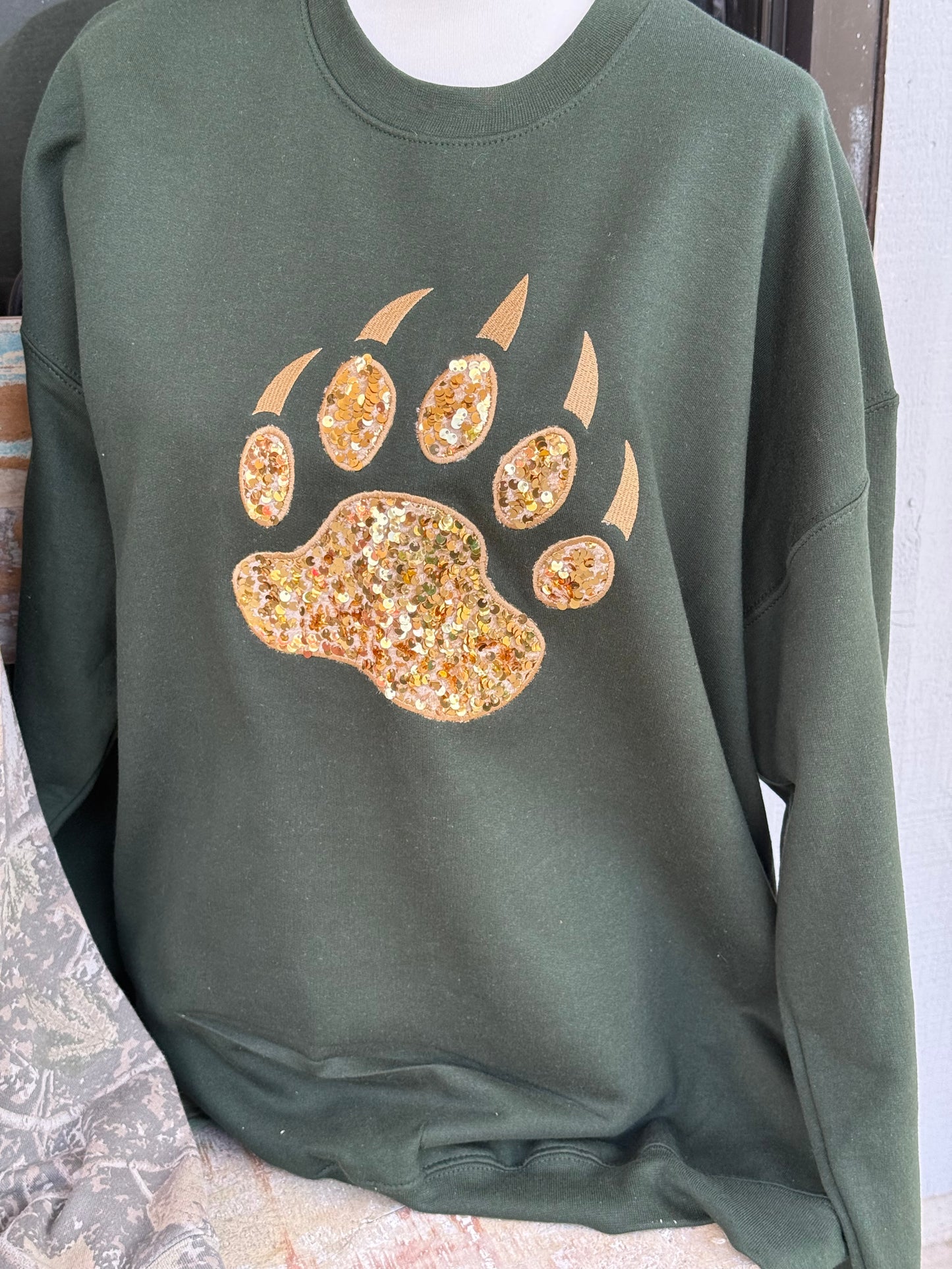 Bears Embroidered Paw Print- Sweatshirt