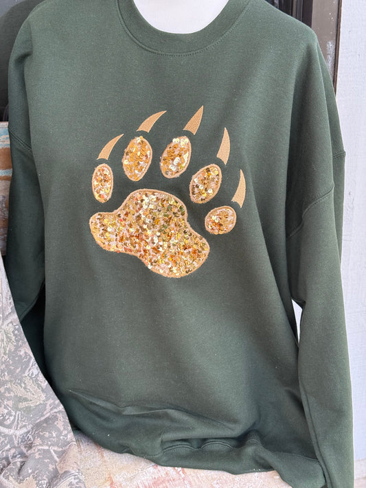 Bears Embroidered Paw Print- Sweatshirt