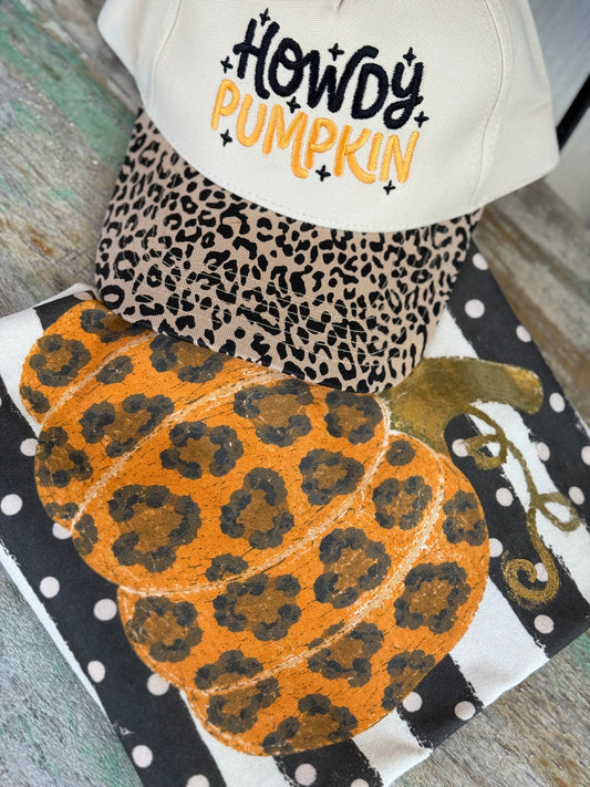 Leopard Pumpkin with Gold with  Hat!