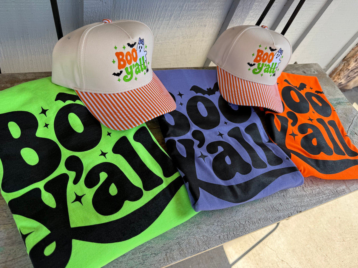 Boo Y'all! on Gildan Tee and Hat