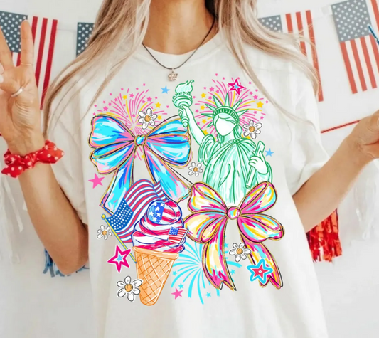 Coquette Bow 4th of July Tee