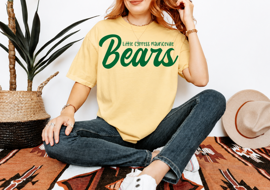 LCM Bears Green on Yellow Tee