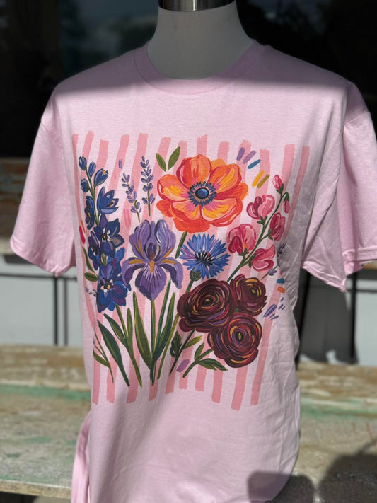 Floral Tee on Pink