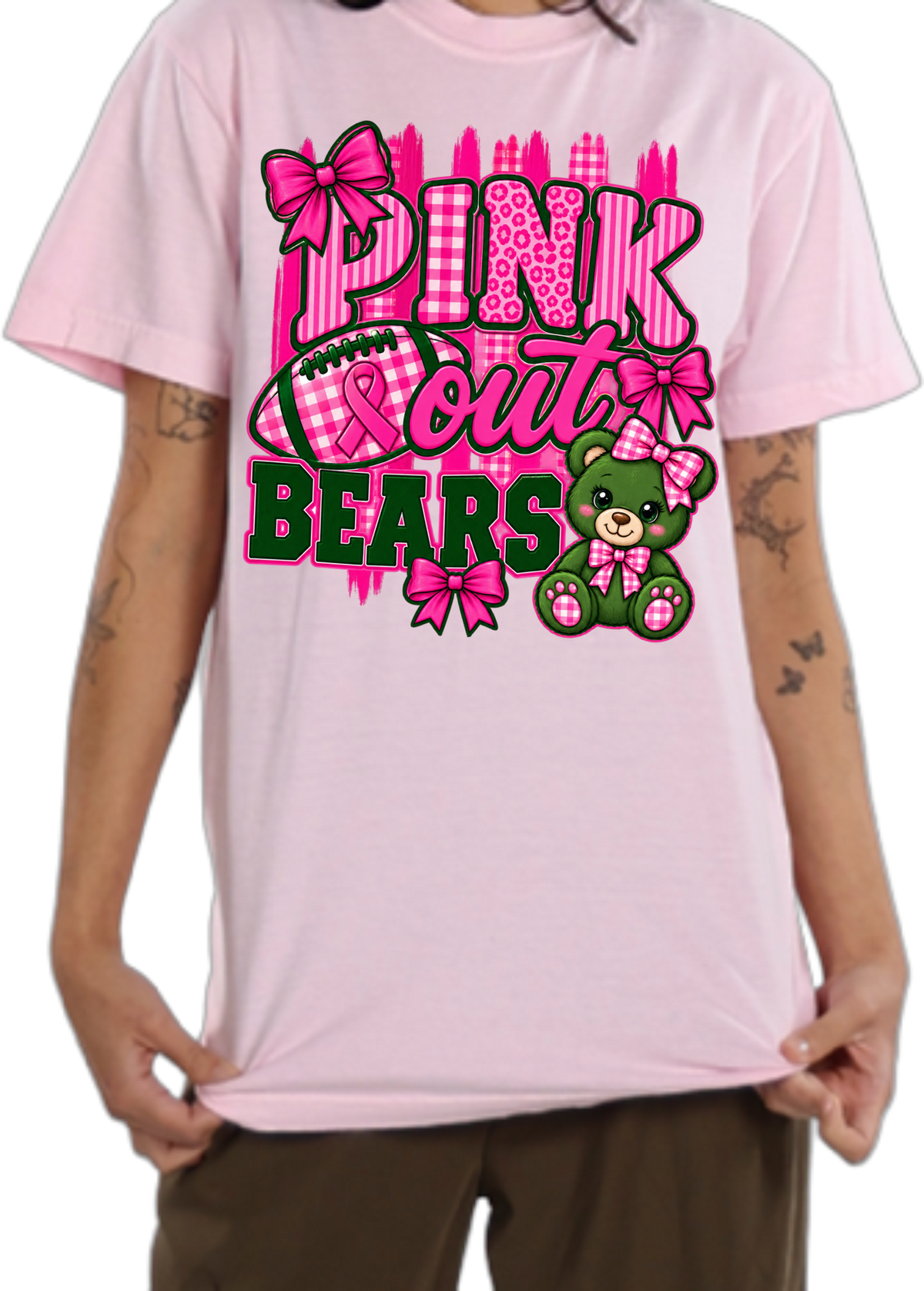 Pink Out Bears Tee- Girls